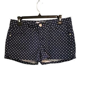 No Boundaries Blue and White Polka Dot Juniors Denim Shorts, Size 13